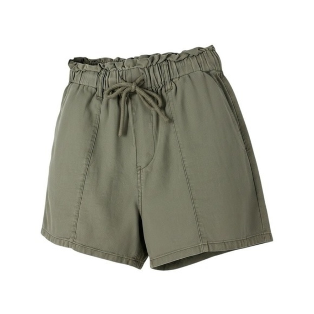 Olive Green Linen Shorts Size S Paperbag Drawstring Waist Shorts